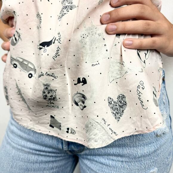 Vintage Silk Fairycore Coquette Girly Fashion Print Polka Dot Camisole Tank M - Picture 4 of 12